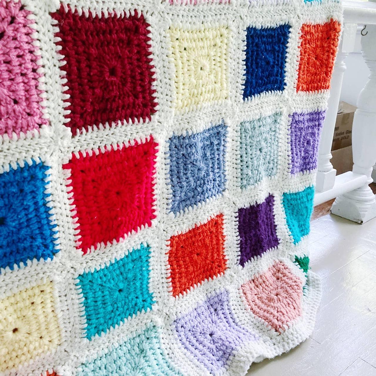 Vintage Mid Century Granny Square Grannycore Crochet - Depop