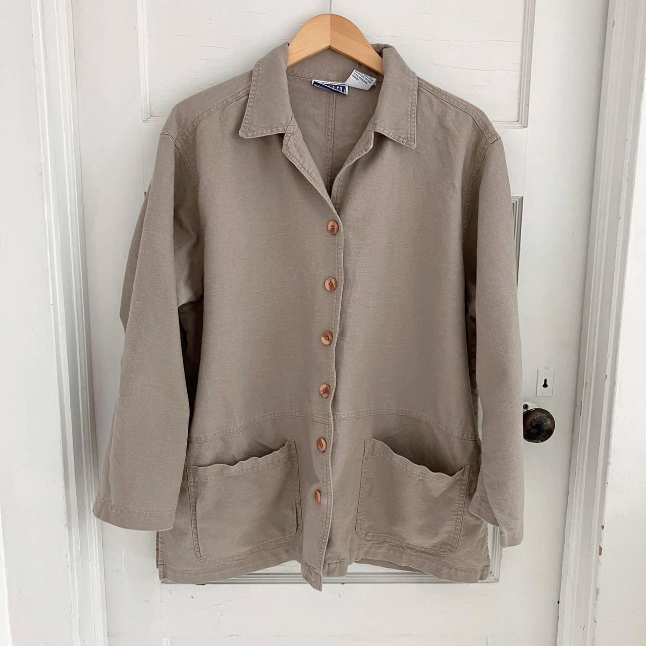 Vintage 90s Erika and Co Neutral Linen Blend Button... - Depop