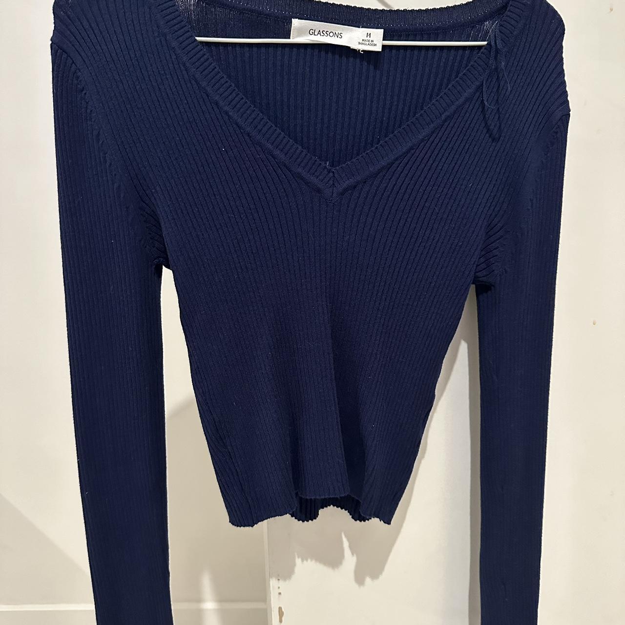 Glassons Navy Ribbed Knit Vneck Sweater 💙 great to... - Depop