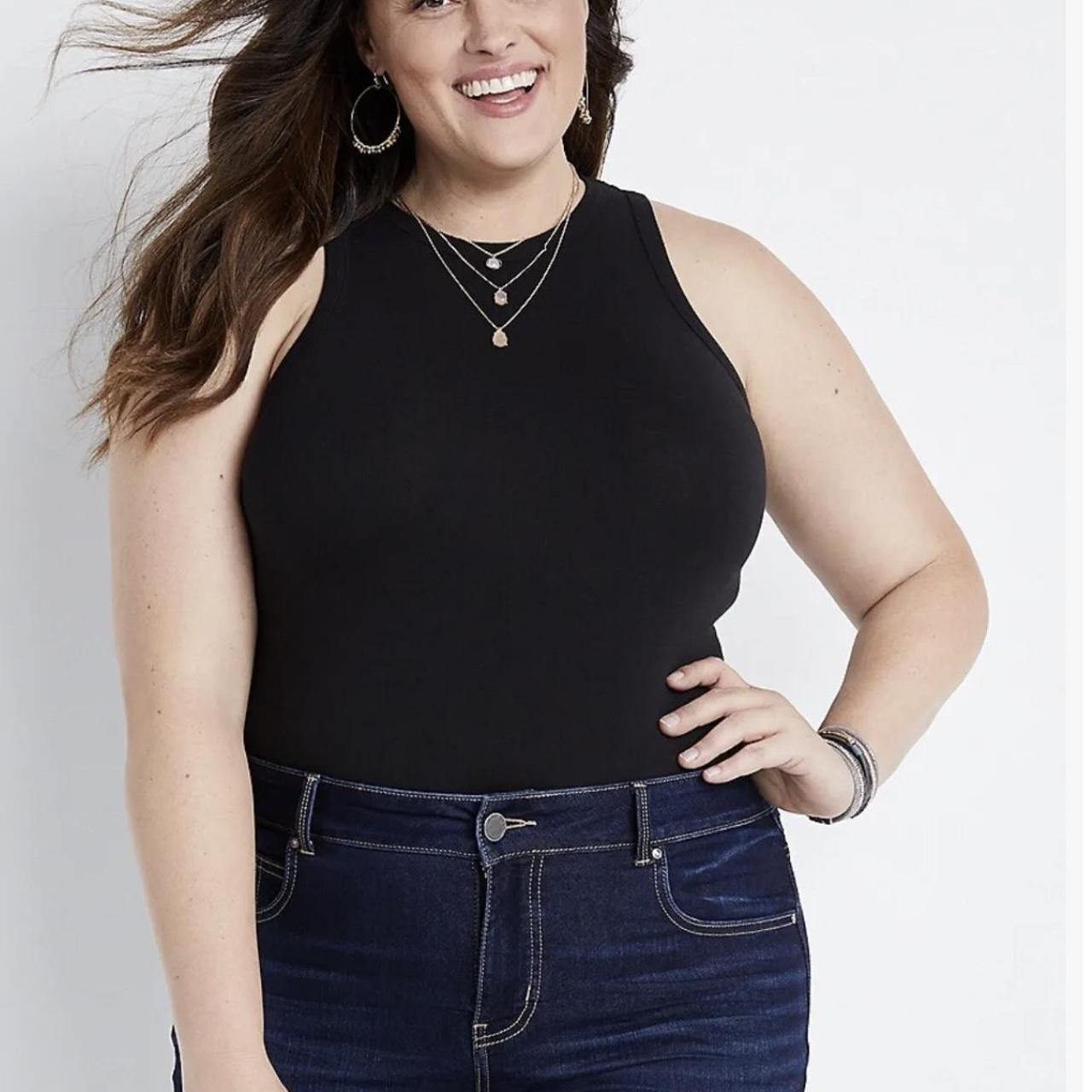 M Maurices 24/7 Black Bodysuit One Piece sleeveless... Depop