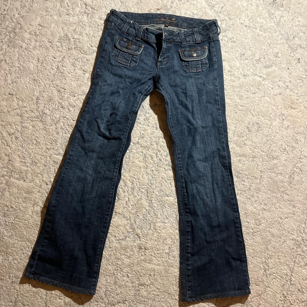 ON HOLD Super cute dark wash low rise jeans with... - Depop