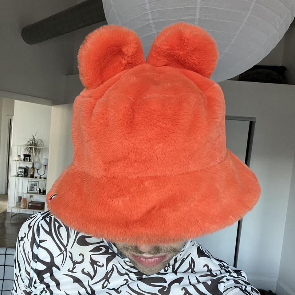 LAZY OAF x lava la rue orange fuzzy bucket hat w... - Depop