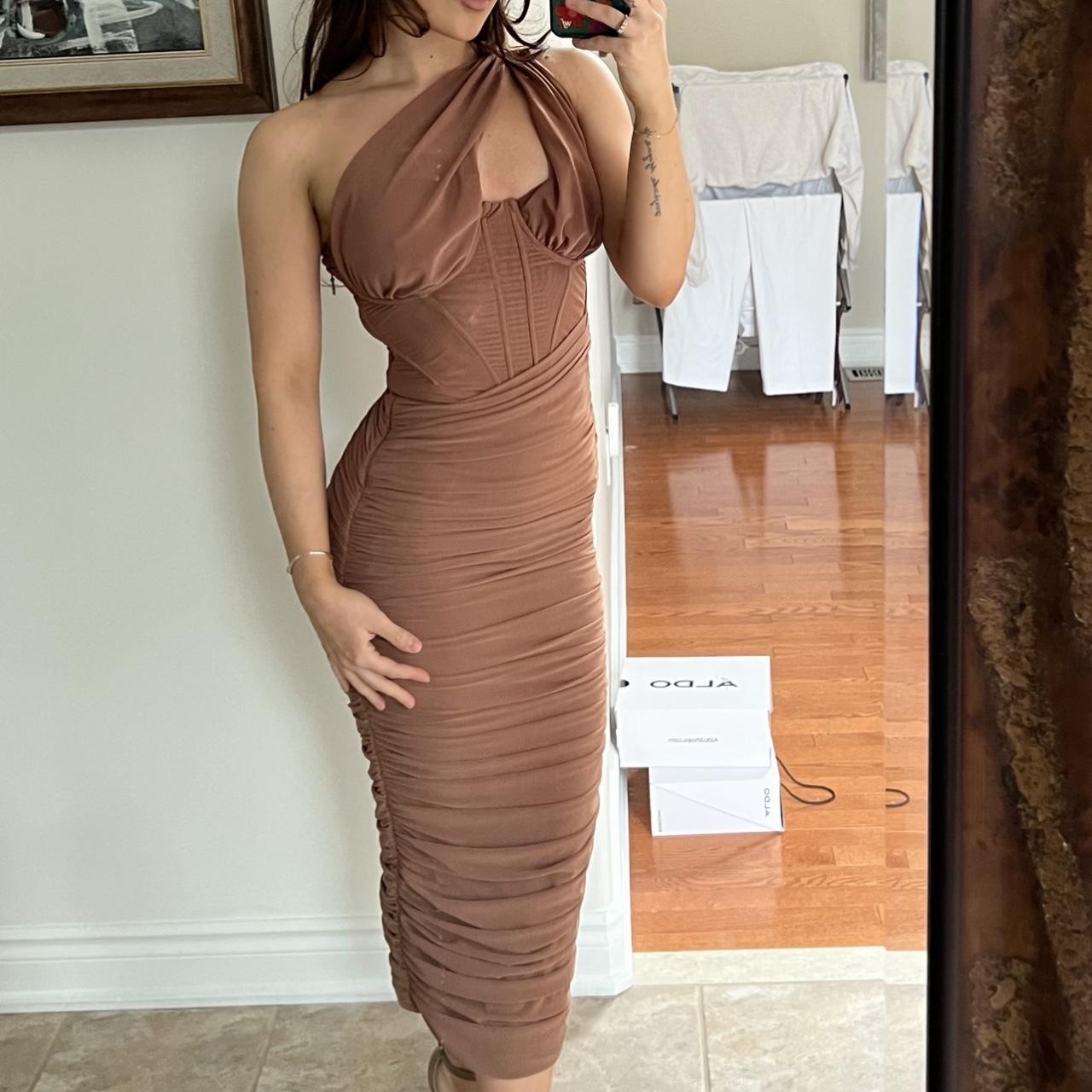 House of CB Valentina dress in mocha, Size XS