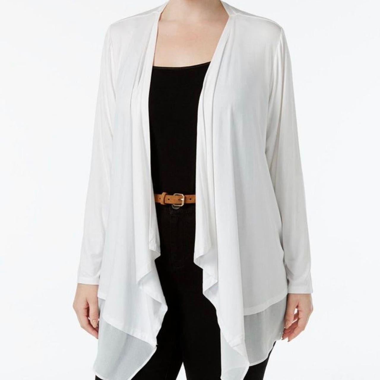 Calvin Klein Open Front Cardigan Sheer Hem,