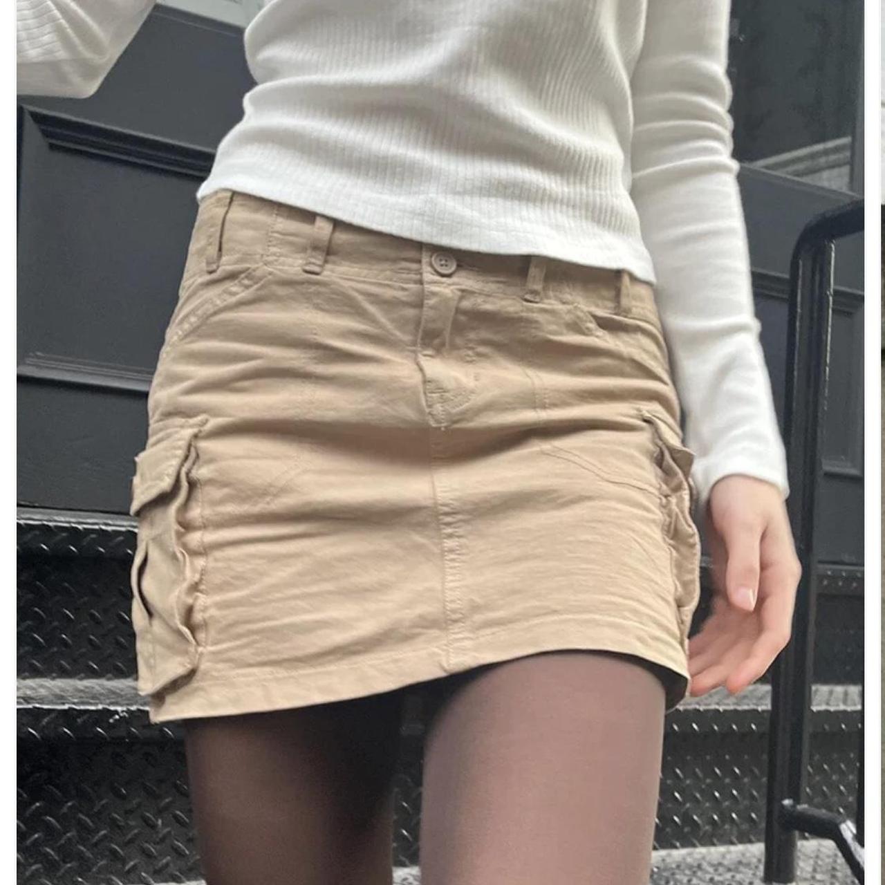 Super cute Brandy Melville tan cargo skirt! ⭑ worn... Depop
