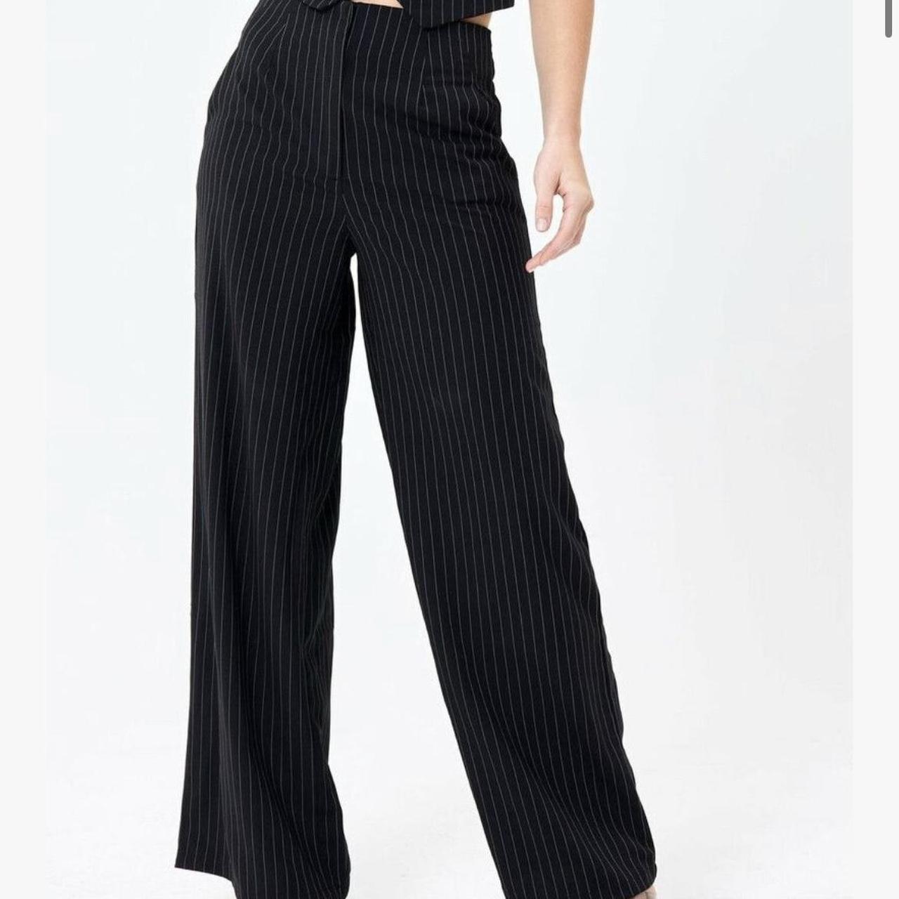 Glassons Wide Leg Pinstripe Pants Mid   High Rise - Depop