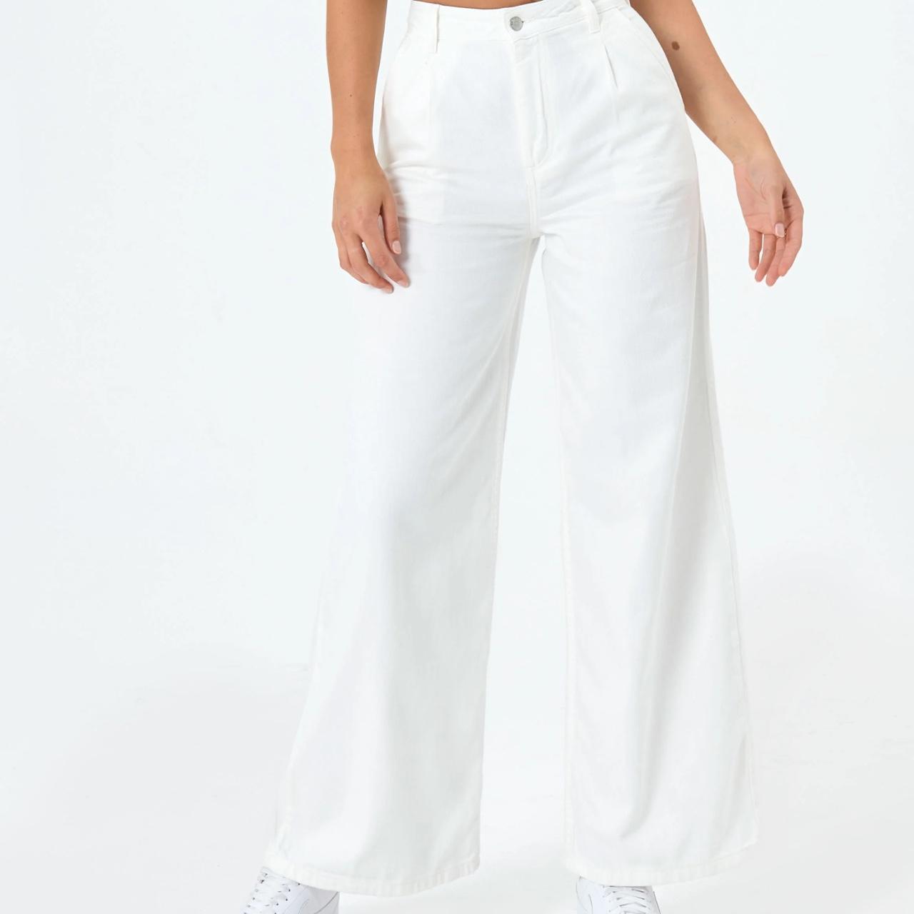 glassons white wide leg puddle jeans brand new only... - Depop