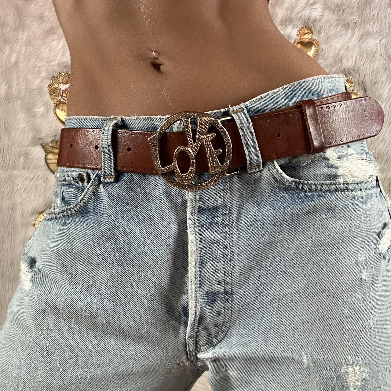 Vintage Y2K B Low the Belt Leather Love Belt in. Depop