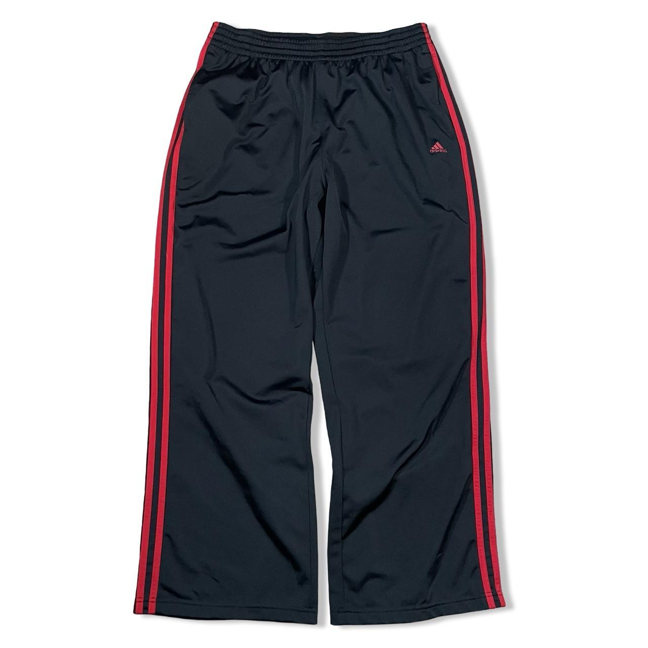 パンツ 00s adidas nylon wide pants y2k teck red Vintage Y2k Baggy Wide Leg Adidas Track Pants | Depop