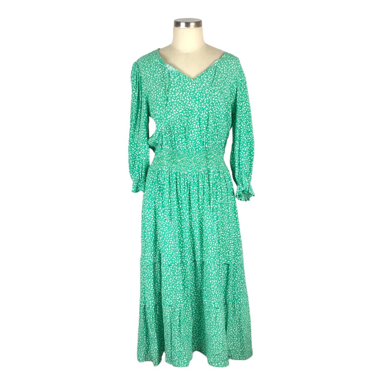Marks & Spencer Women's Green and White Dress Depop