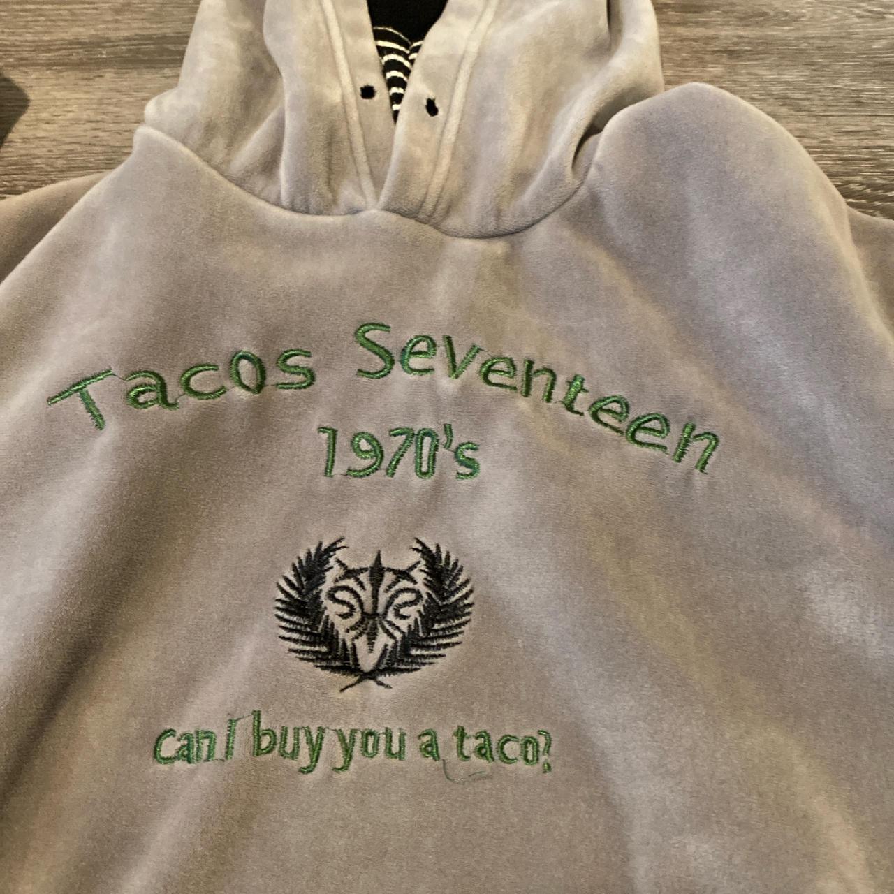 Tacos seventeen cream and green velour hoodie