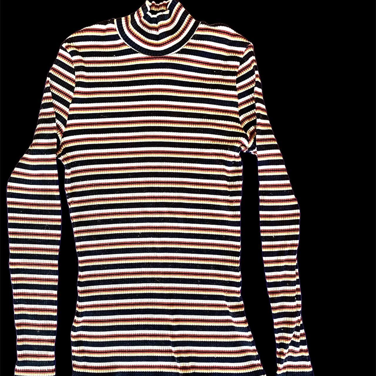 Striped long sleeve mock on sale neck