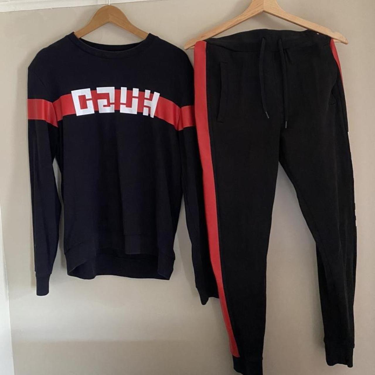 Black and red hugo shops boss tracksuit