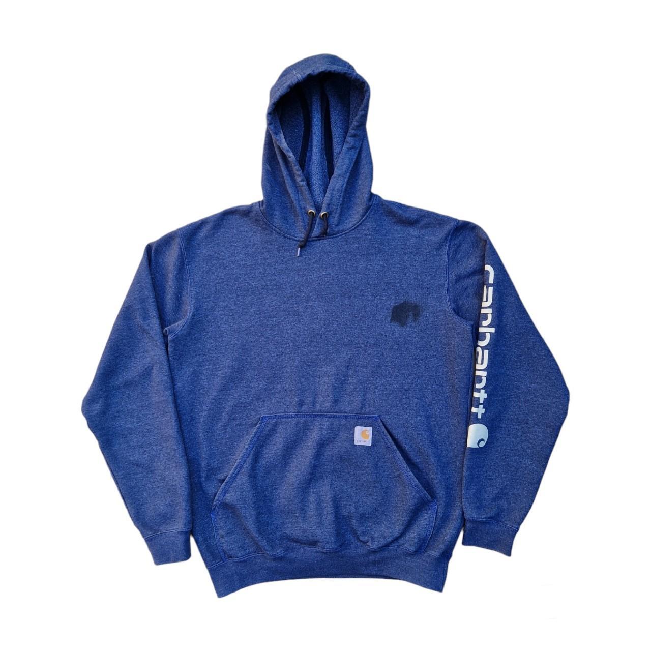 Carhartt pullover logo spellout hoodie blue modern S