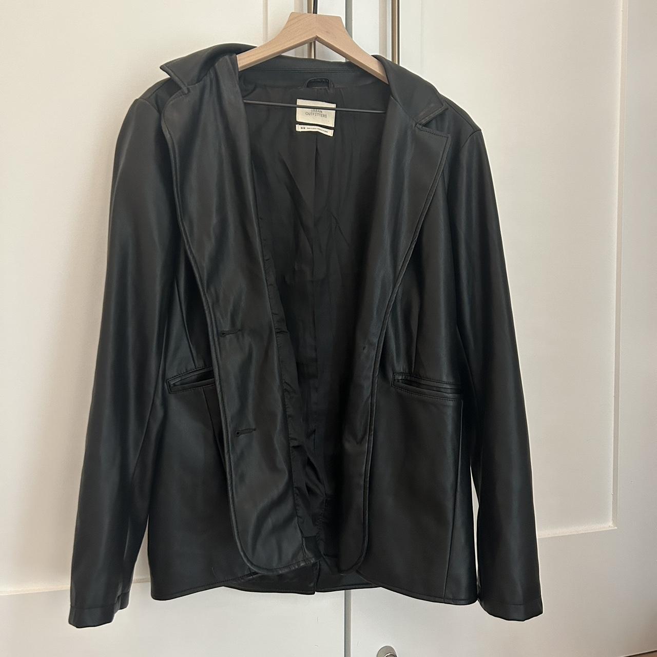 urban outfitters leather jacket missing top button... - Depop