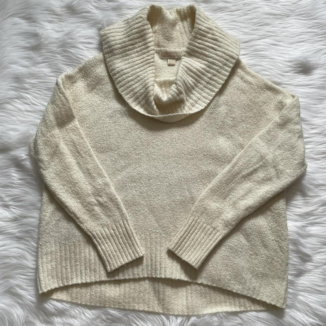 MICHAEL KORS WOOL BLEND COWL NECK SWEATER IN CREAM - Depop