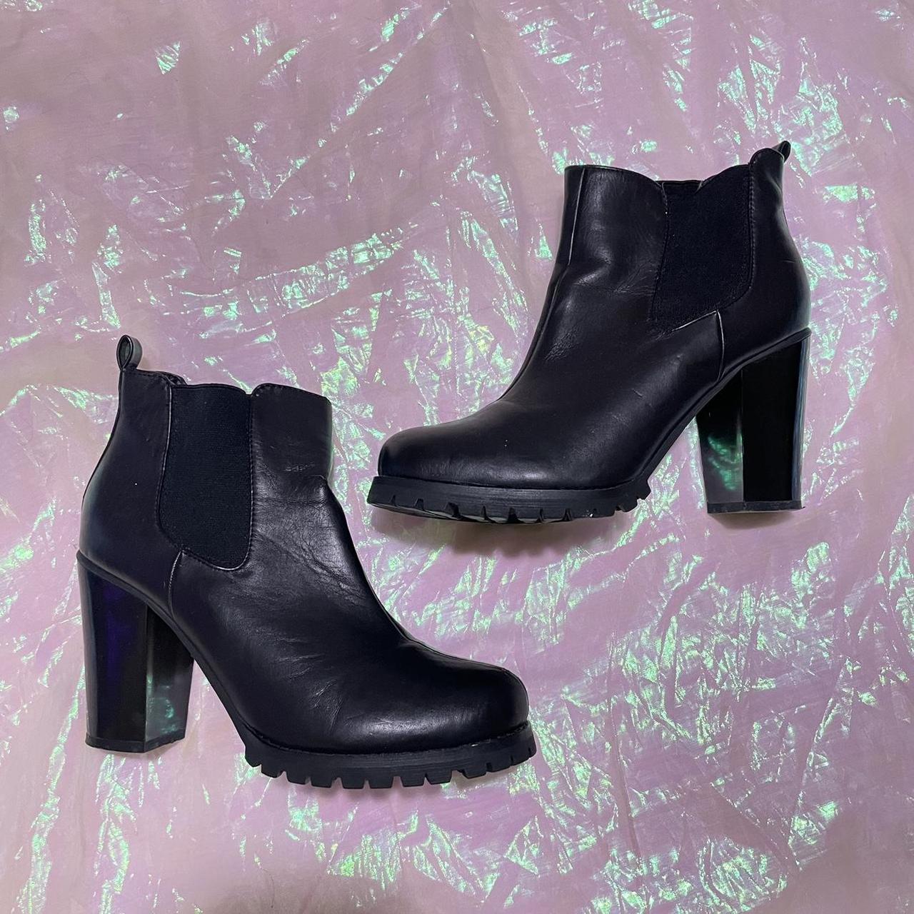 Black Chunky Heeled Chelsea Boots Details Black. Depop