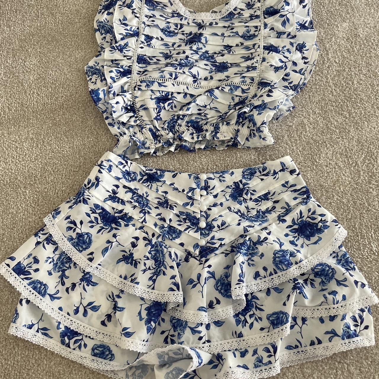 Women's Blue and White Shorts | Depop
