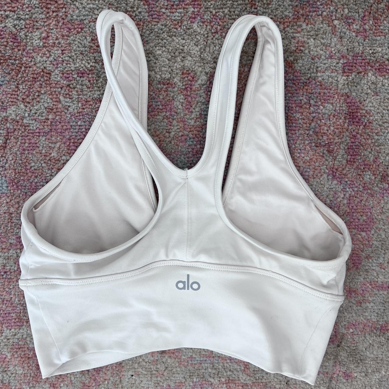 White Alo bra. Has small stain the can be bleached - Depop