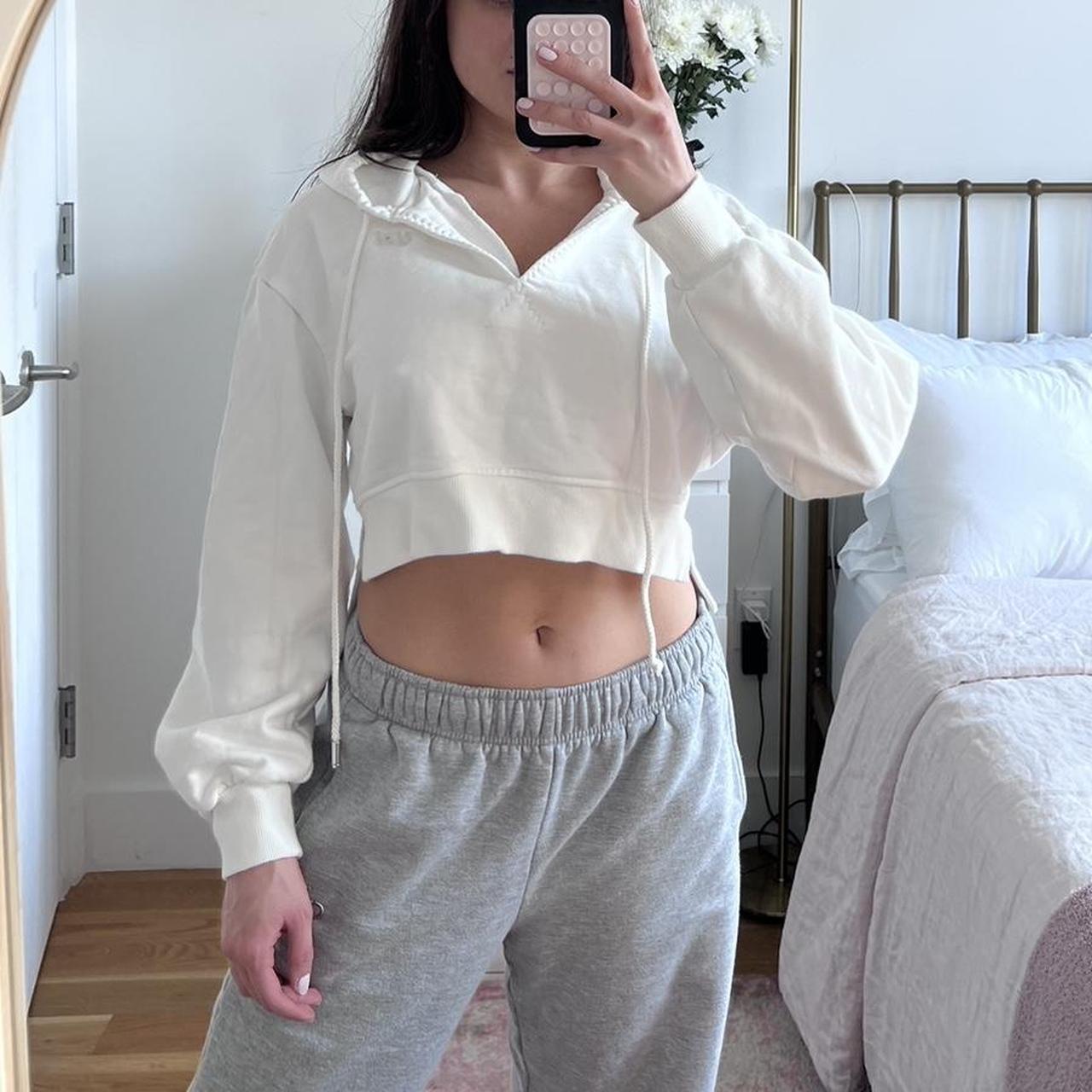 For Love & Lemons cream cropped hoodie. Super cozy... Depop