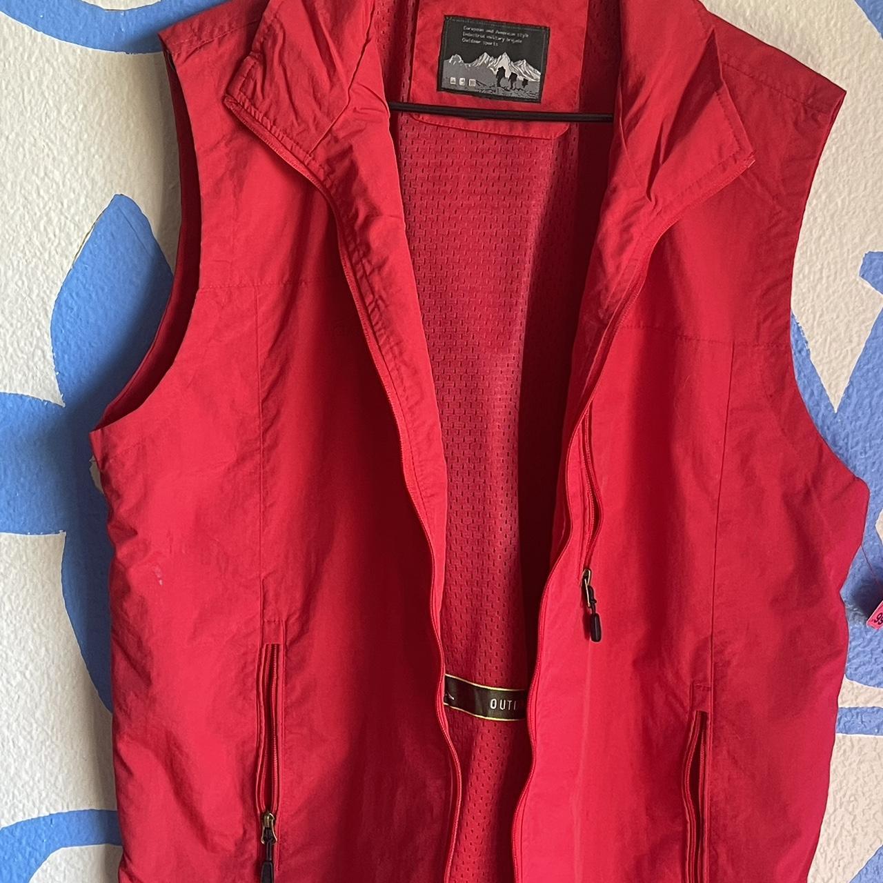 Red thrifted vintage outdoor vest #outdoor #vintage... - Depop
