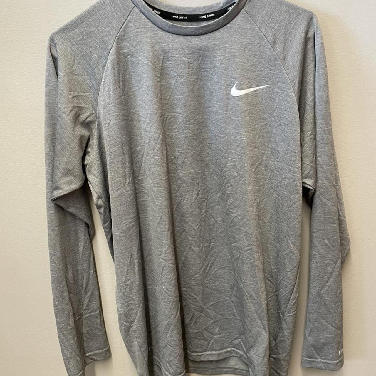 Nike dri fit long sleeve Grey Medium - Depop