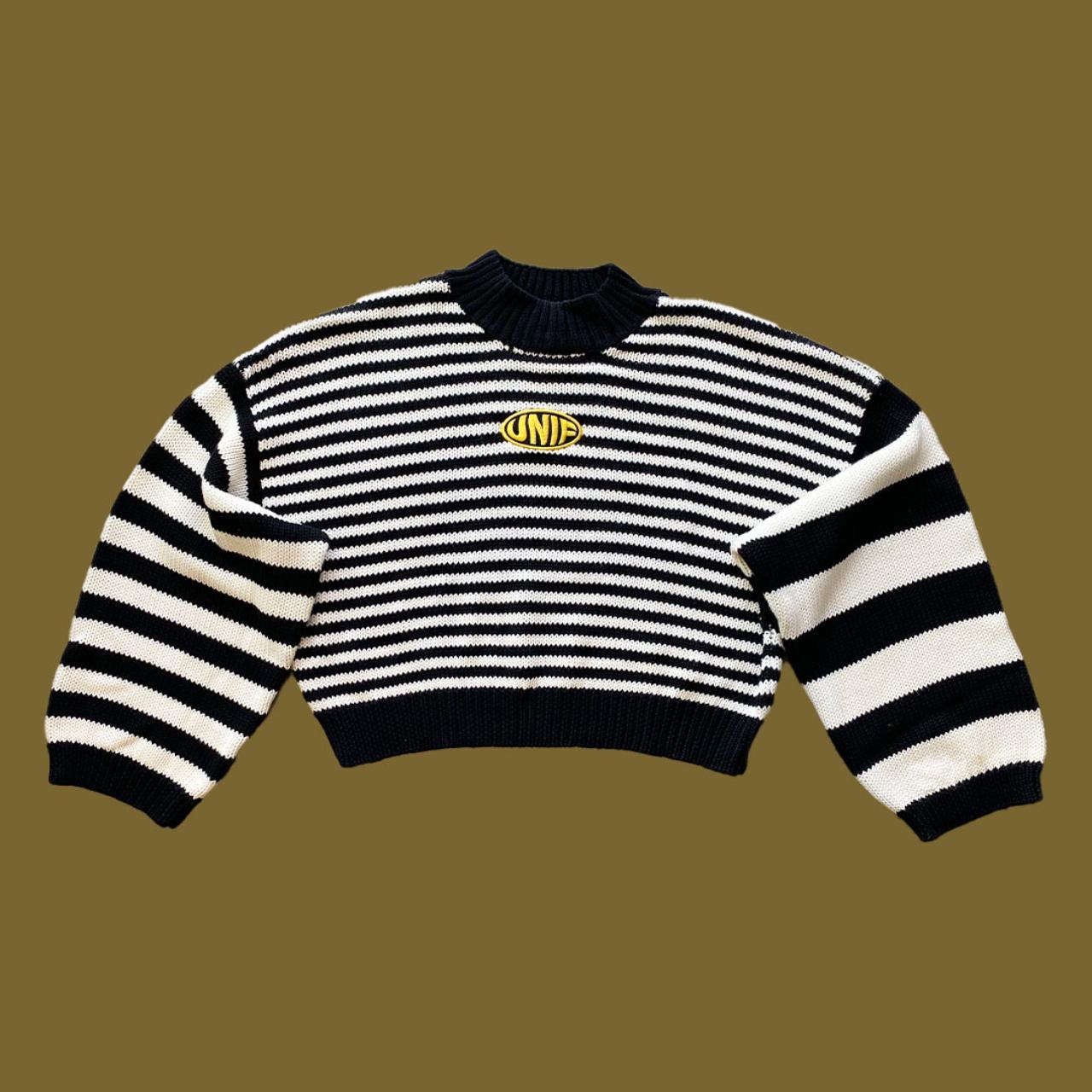 UNIF Clarissa Striped Black and White Sweater Size. Depop