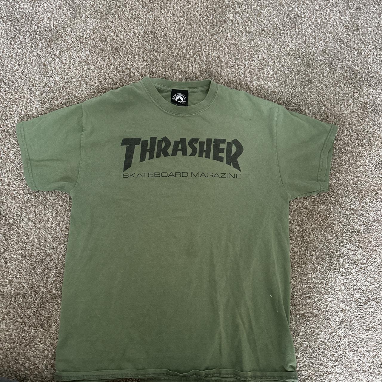 Thrasher Men's Green T-shirt | Depop