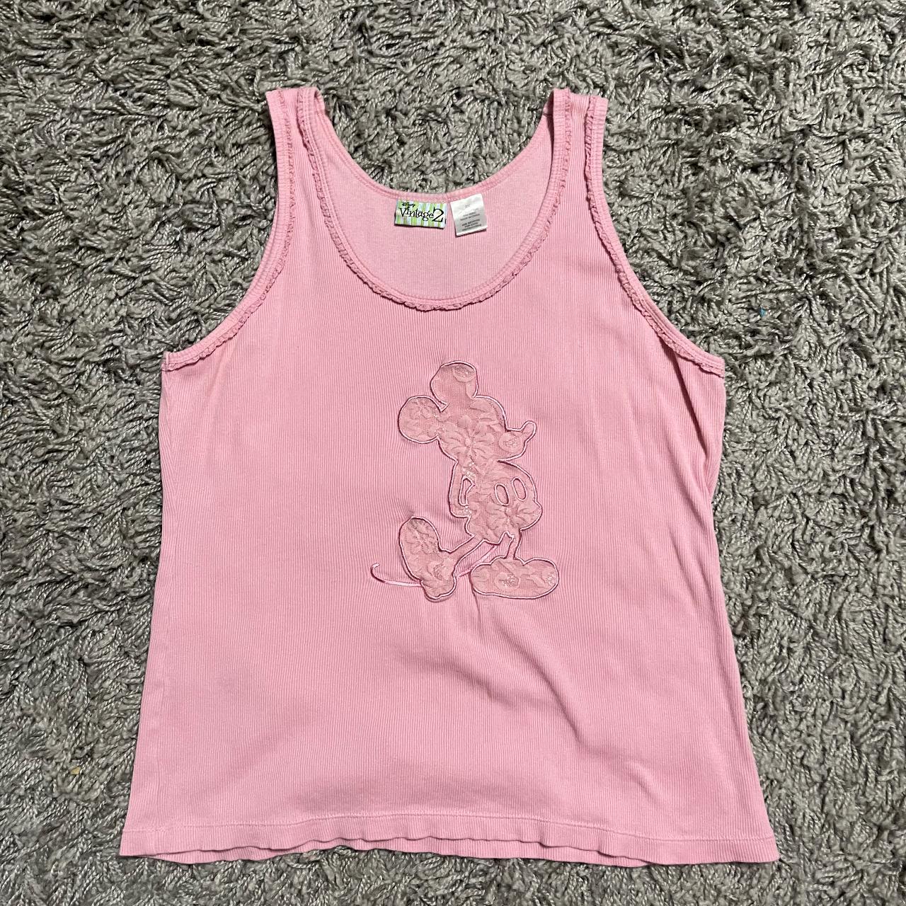 Vintage Mickey Mouse Tank Top Size XXL Cute Lace... - Depop