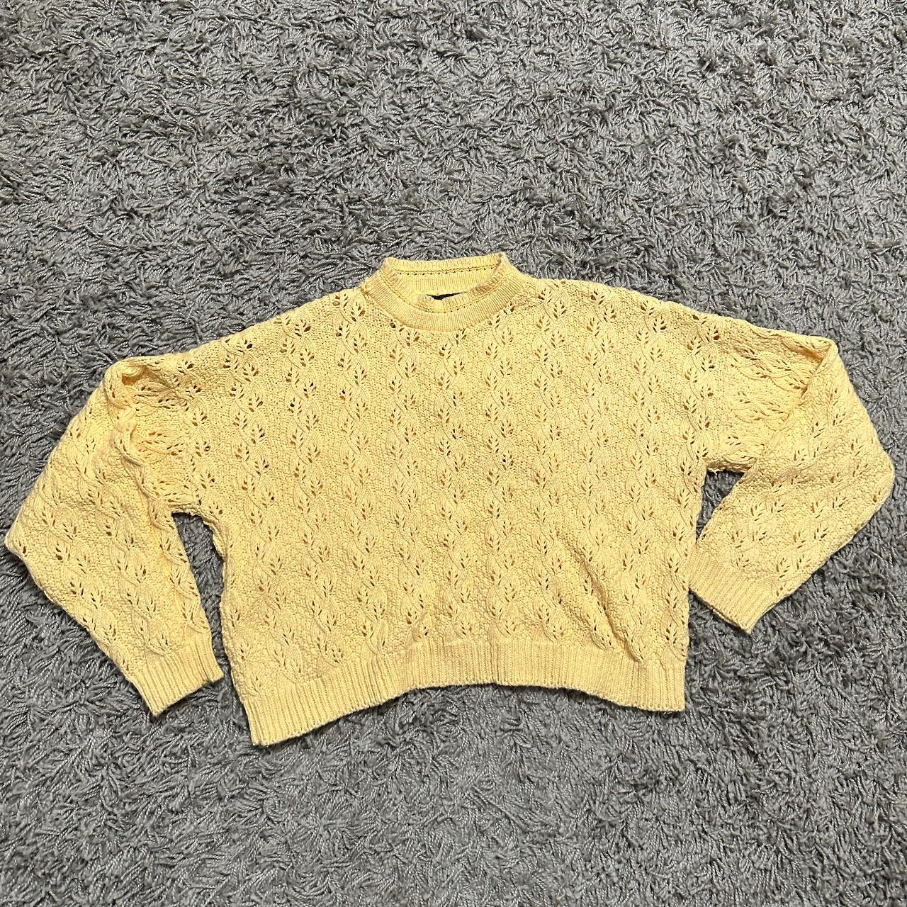 Vintage 80s Cropped Crocheted Yellow Sweater Coastal... - Depop