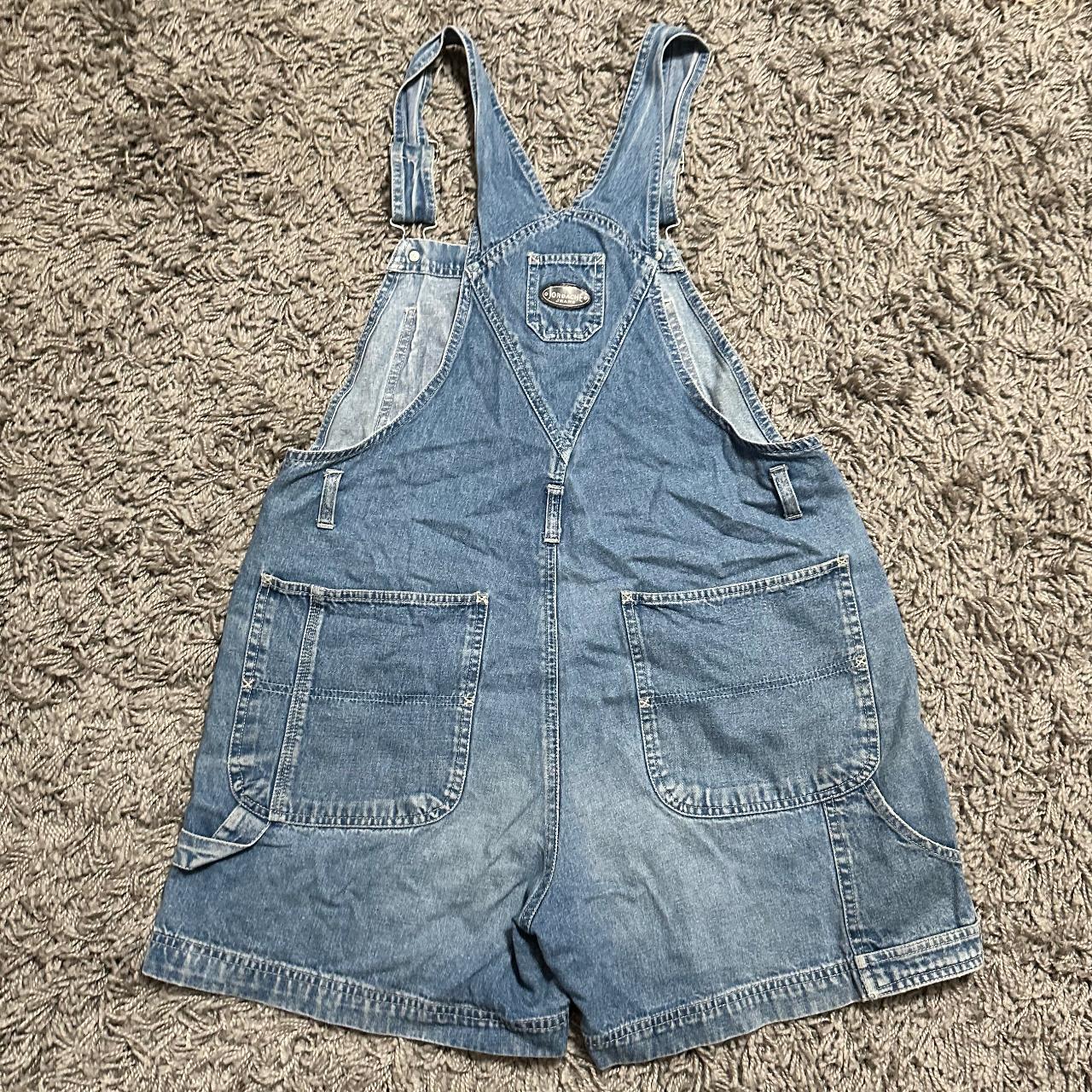 90s Vintage Jordache Light Wash Denim Overall Short... - Depop