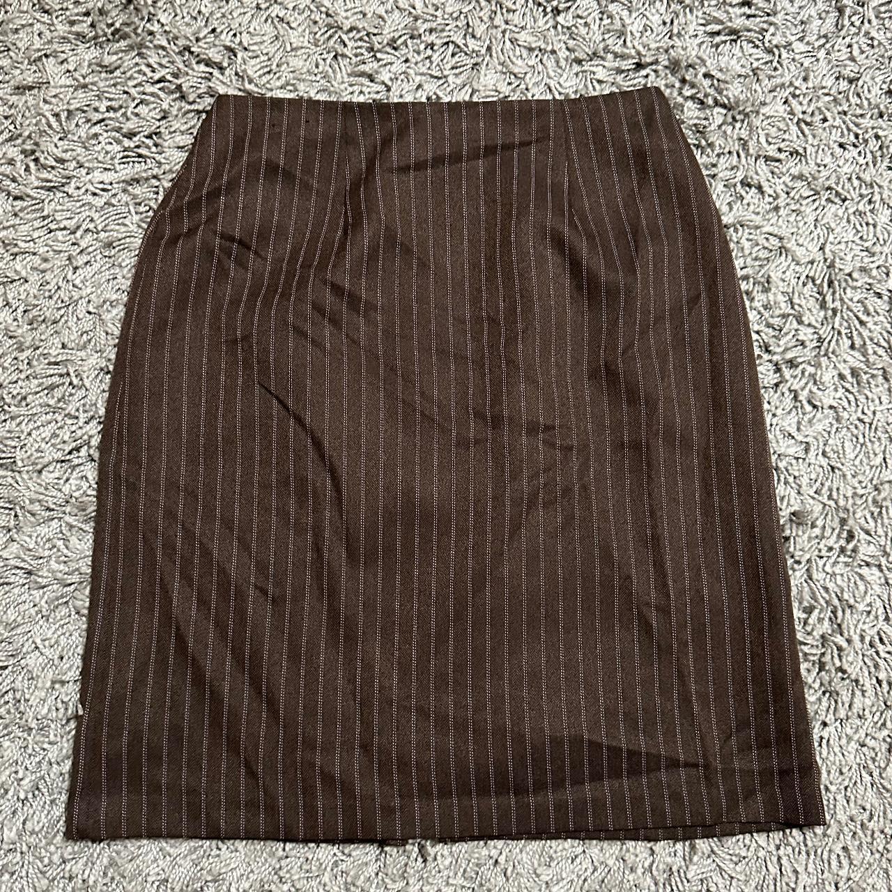 Brown pinstripe 2024 pencil skirt