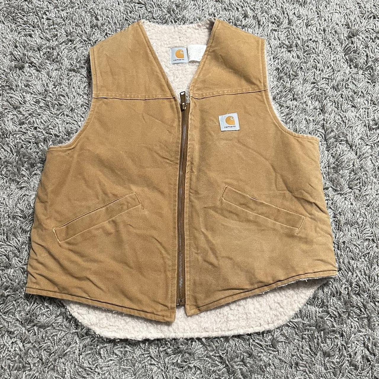 Vintage 90s Carhartt lined Canvas Vest Size L... - Depop