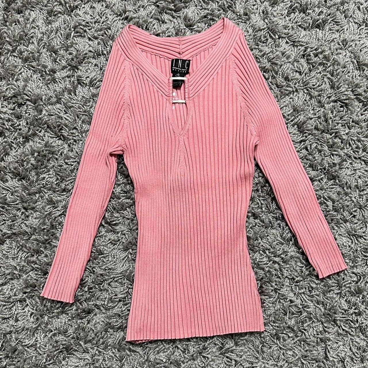 Deadstock I.N.C Y2K Glam Girl Ribbed Sweater Shirt... - Depop