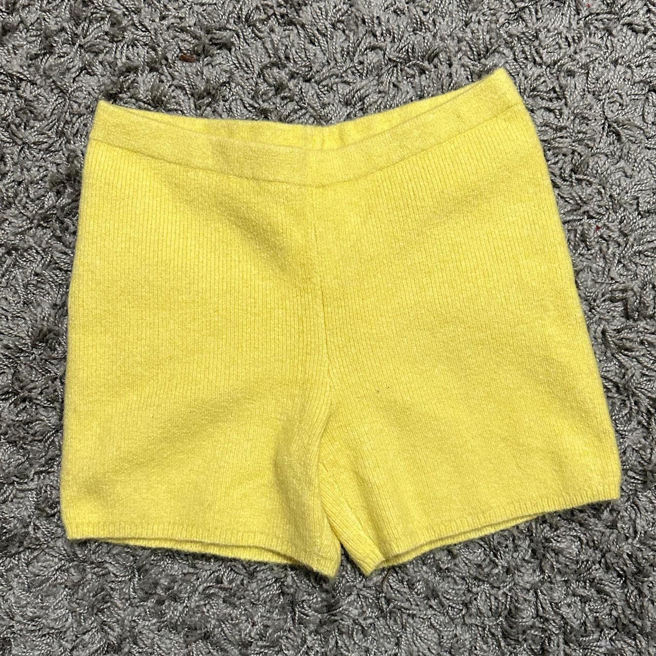 NWT Calvin Klein Yellow Heavy Knit Sleep Shorts Size... - Depop