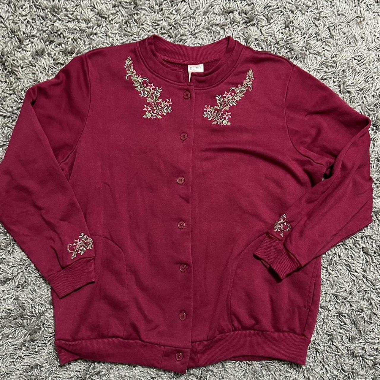 Blair Women's Sweater Red/Purple L – Vintage Blair Grandma