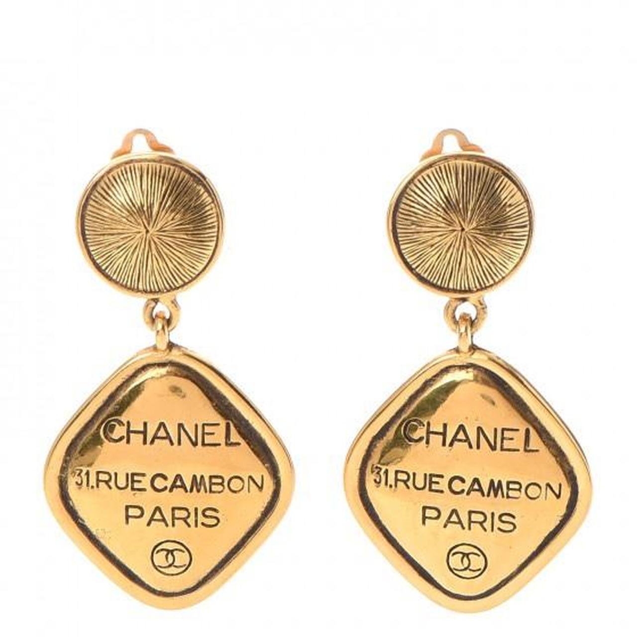 Chanel 31 Rue Cambon CC Clip On Drop Earrings... - Depop