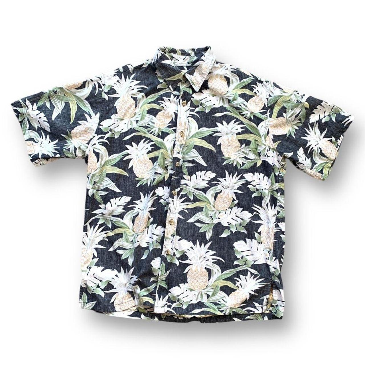 Tan Pineapple Floral Hawaiian Shirt