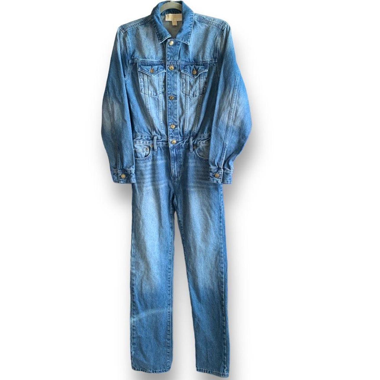 Michael Kors Denim Jumpsuit XS Blue Collared Denim