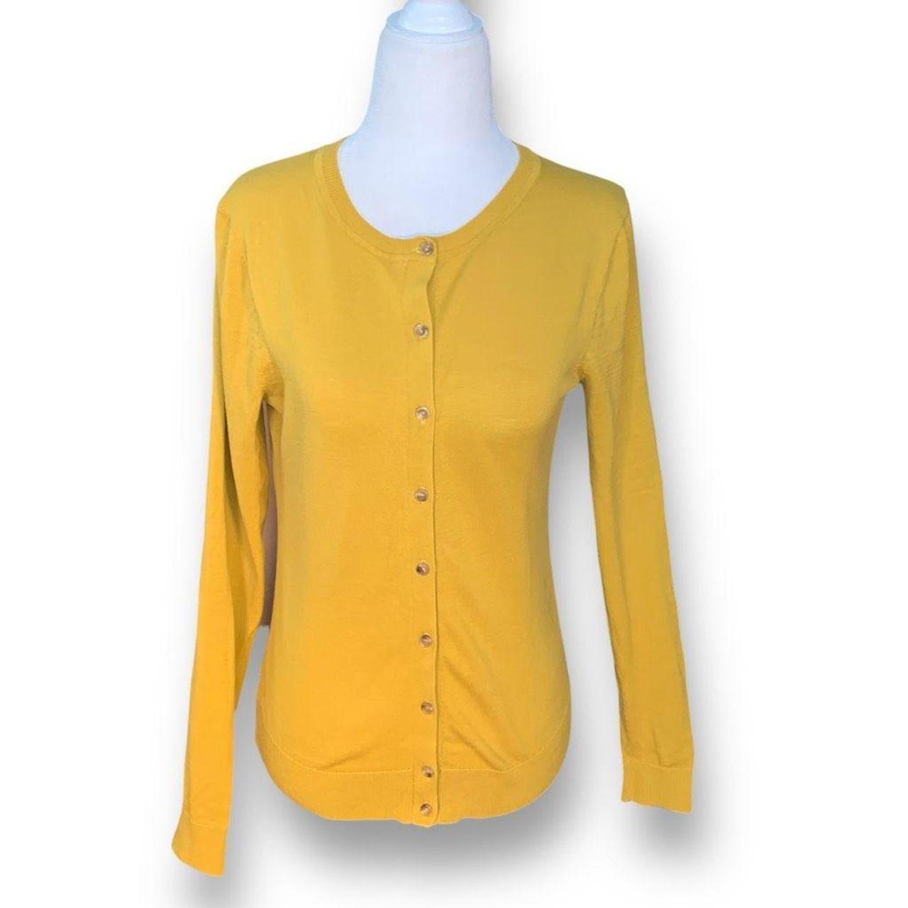 Ann Taylor LOFT Mustard Yellow Button Up Cardigan. Depop