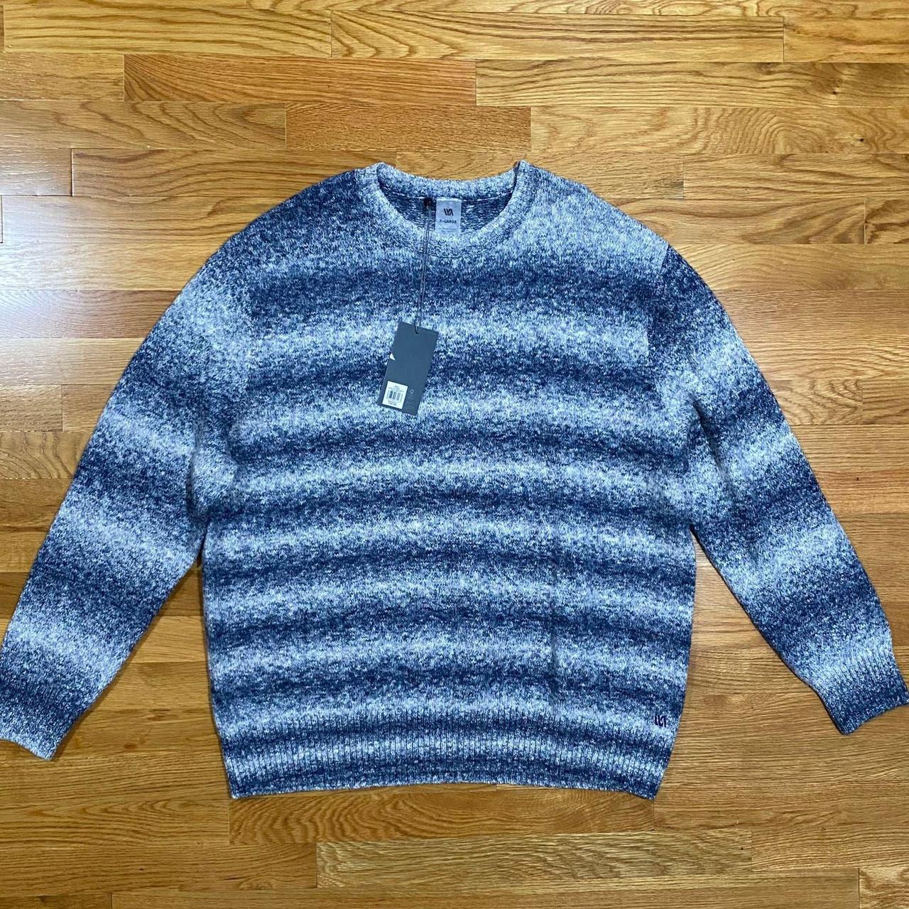 VRST Relaxed Fit Cozy Sweater Navy Stripe Mens... - Depop