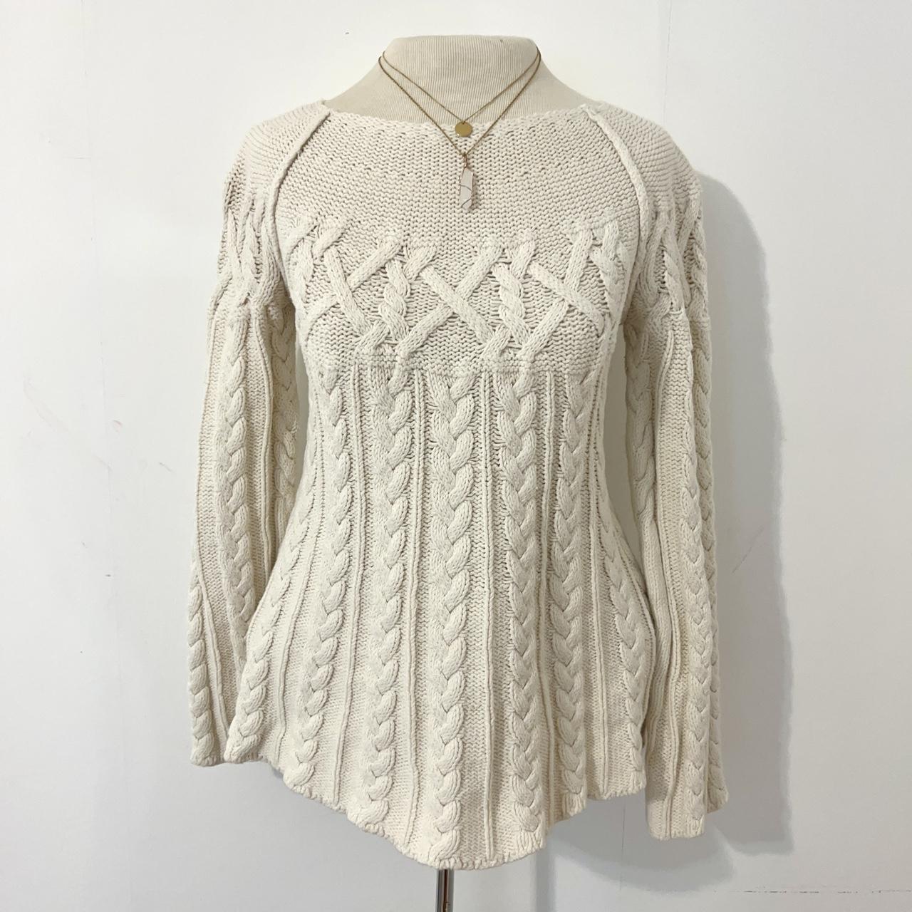 cream rory gilmore cableknit sweater fits an XS to... - Depop