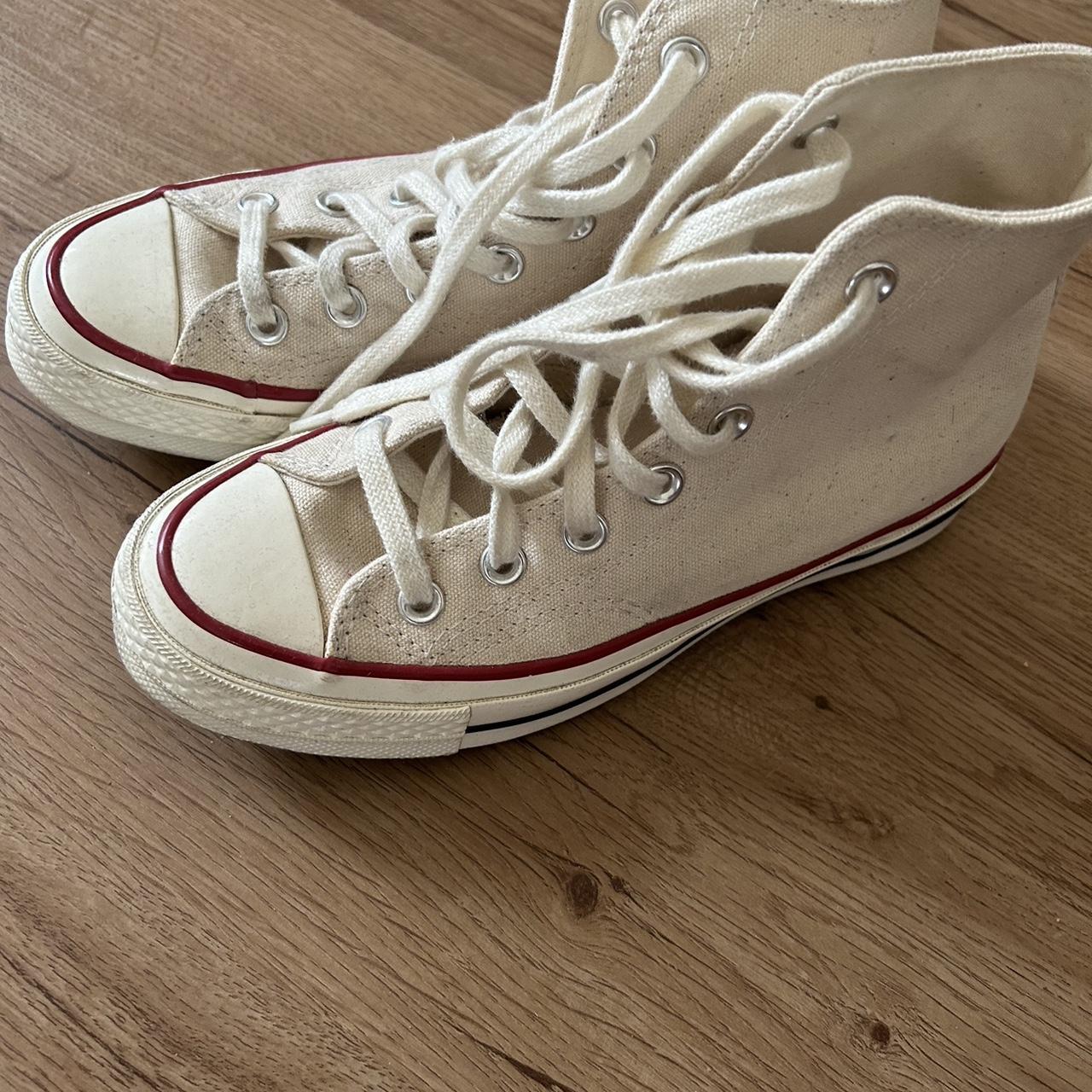 Converse Women's White and Cream Trainers | Depop