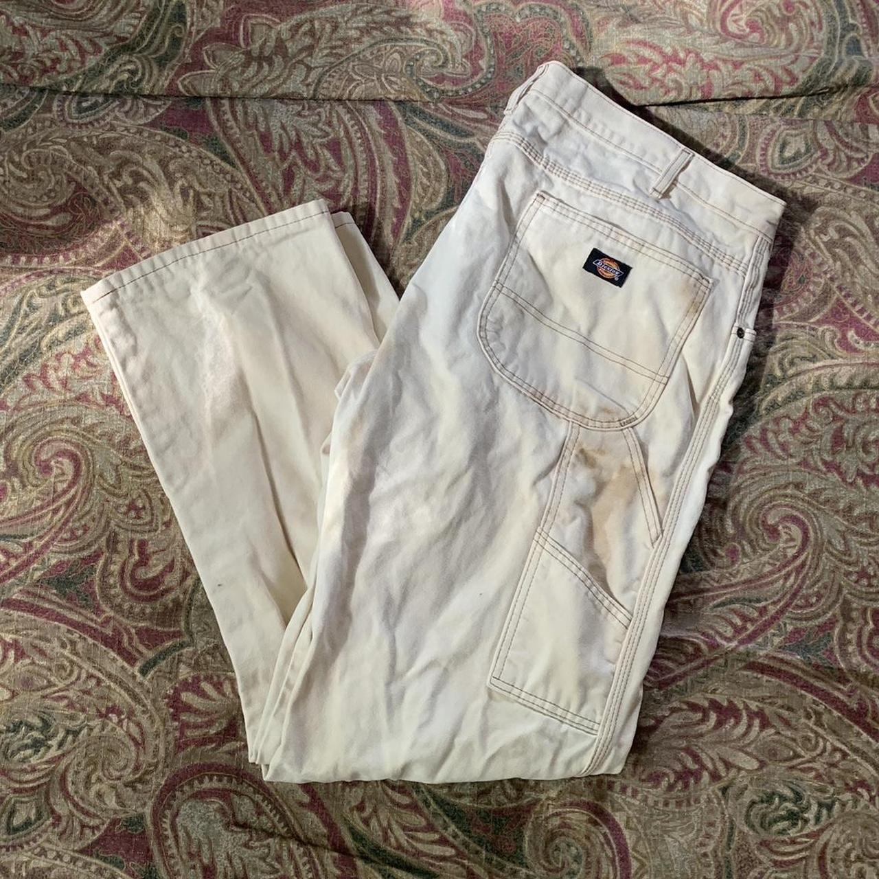 cream Dickies carpenter jeans these use to be a... - Depop