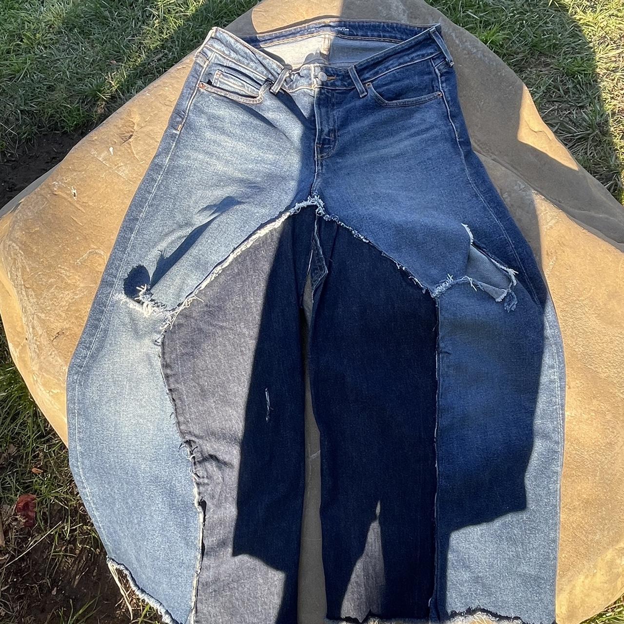 Extra wide Denim Custom jeans made by me with extra... - Depop