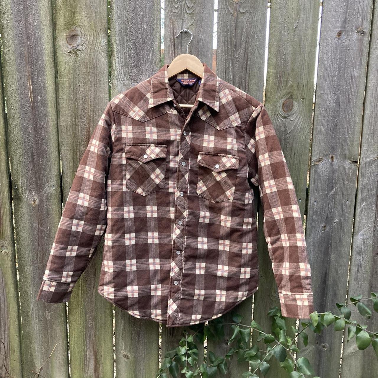 Vintage Woodland brown quilt lined flannel shirt... - Depop