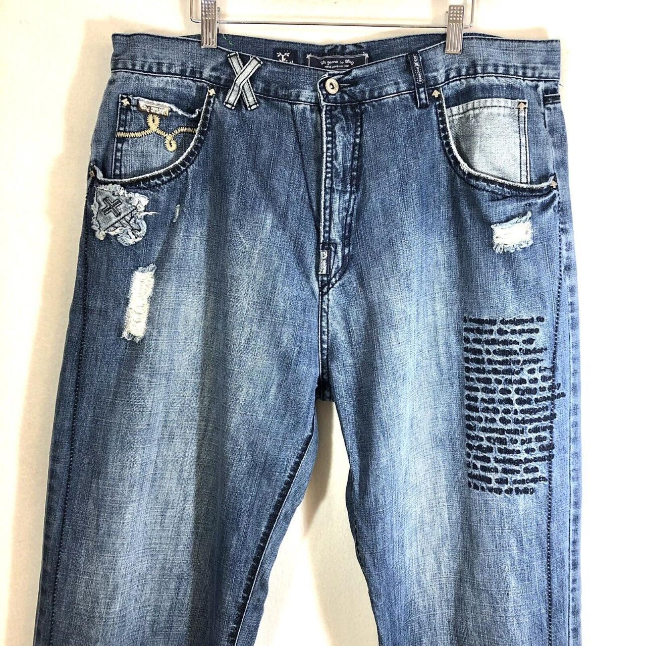 LRG Lifted Research Group Denim Blue Jean Distressed... - Depop