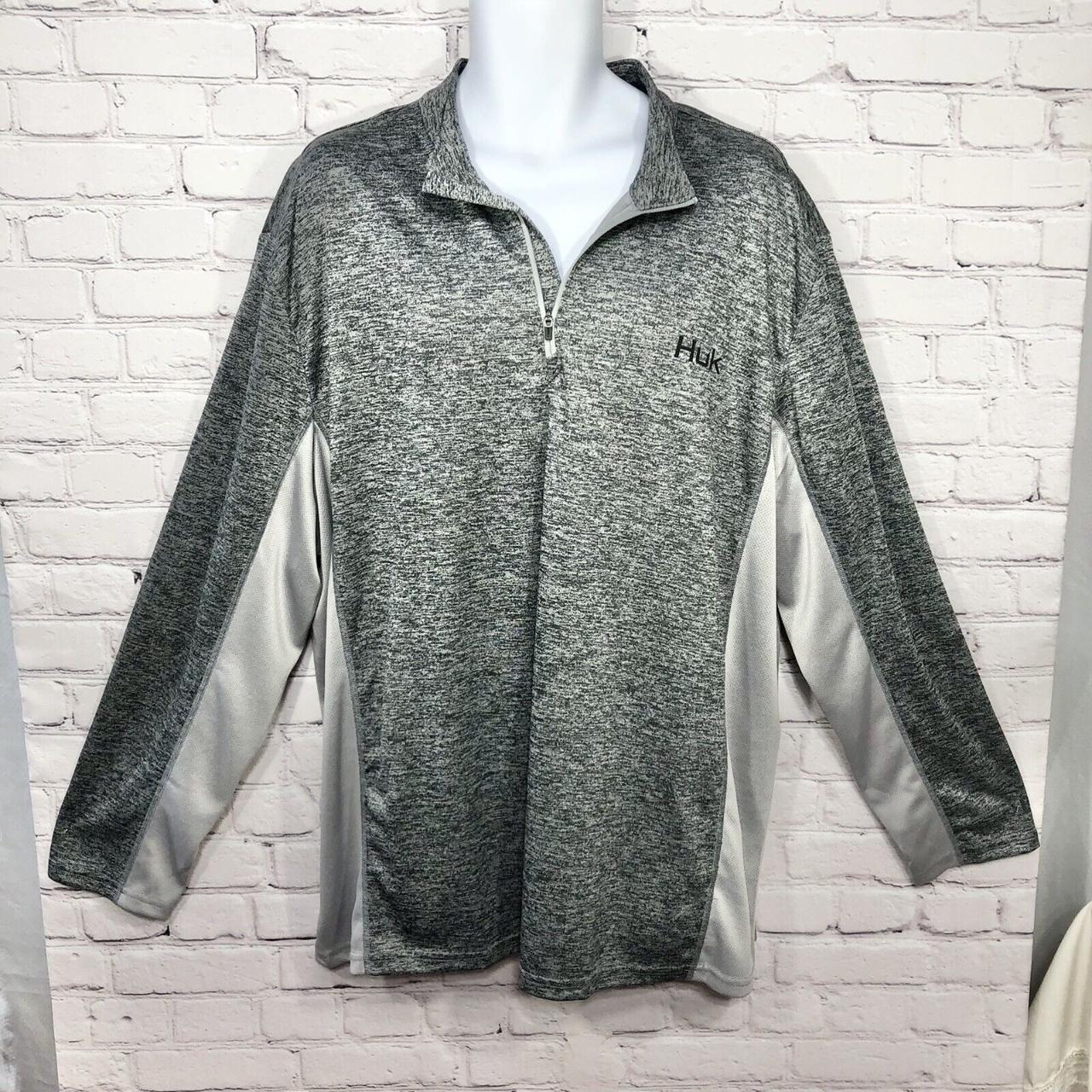 Mens Huk Performance Gray Long Sleeve Fishing Fish... - Depop
