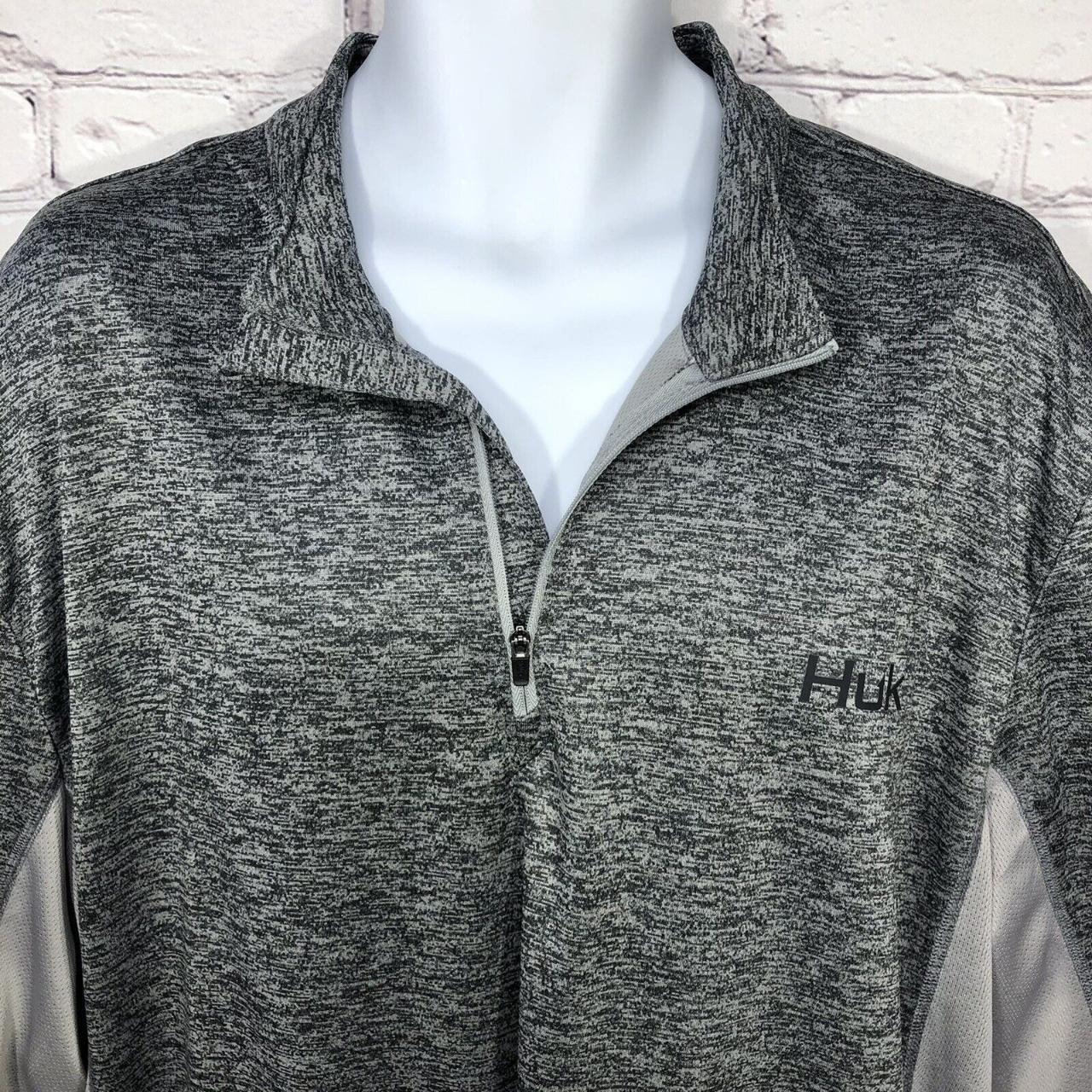 Mens Huk Performance Gray Long Sleeve Fishing Fish... - Depop