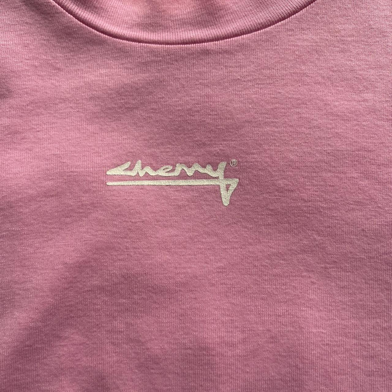 Cherry LA Women's Pink and White Tshirt Depop